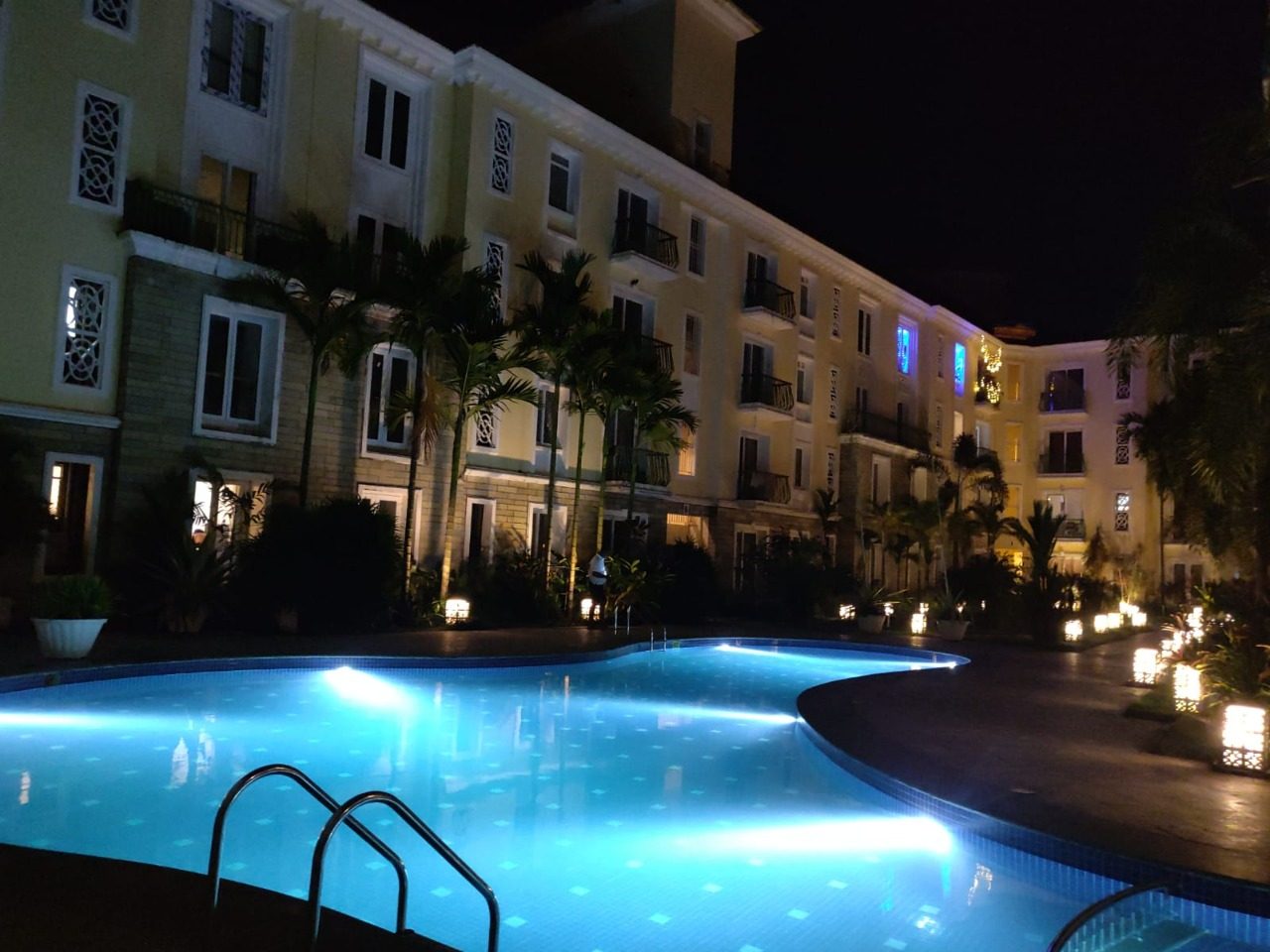 The Beachrock pool at night