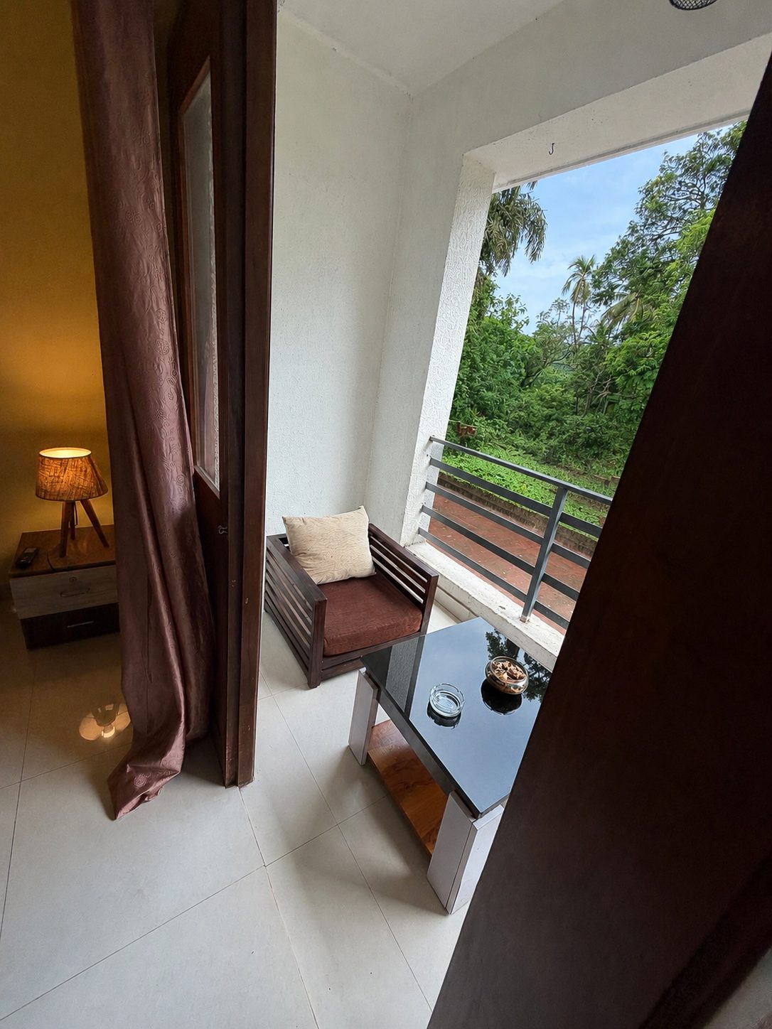 The Peaceside balcony with garden view